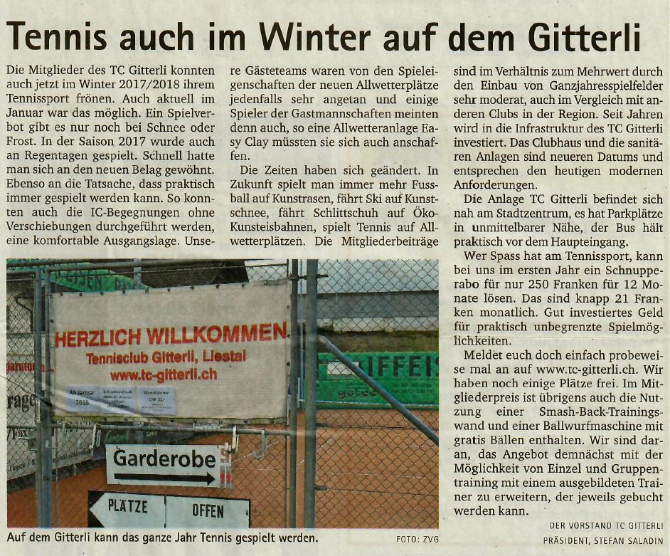 Zeitungsartikel ObZ, Januar 2018